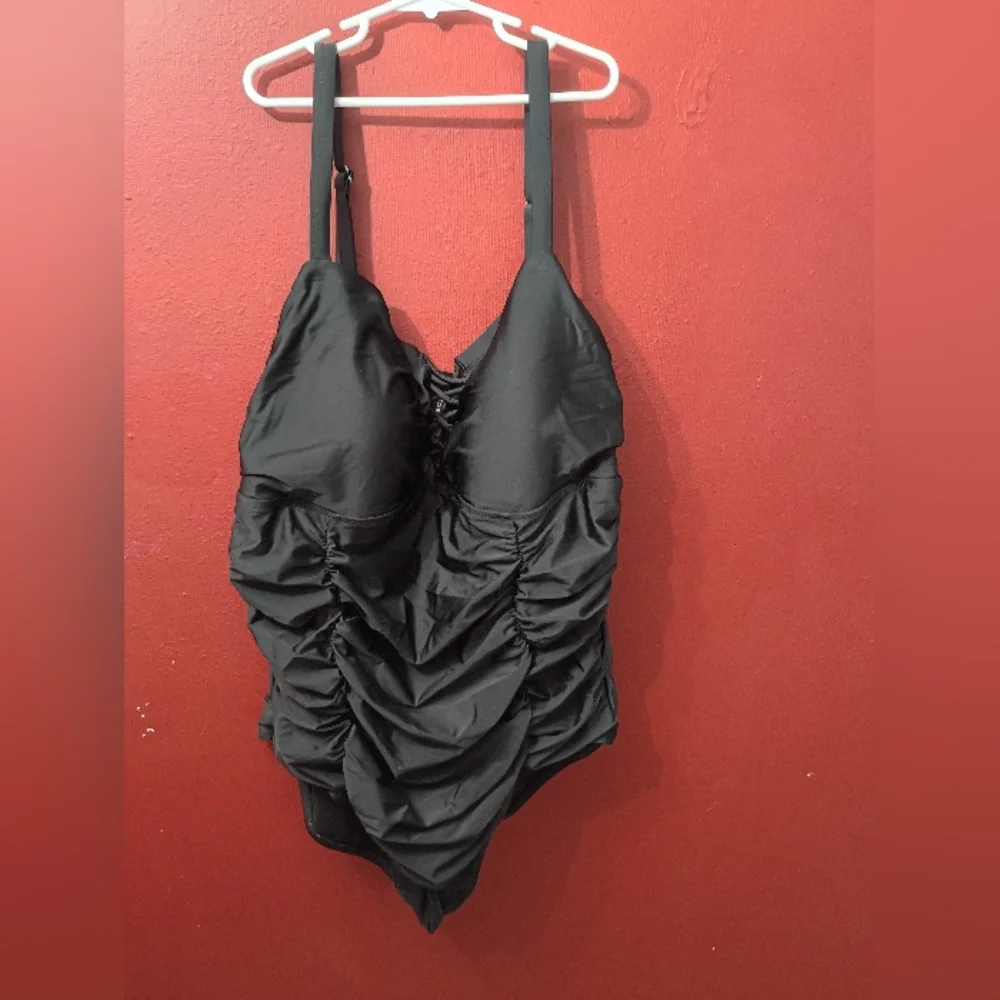 Torrid Black Ruched One Piece Swimsuit